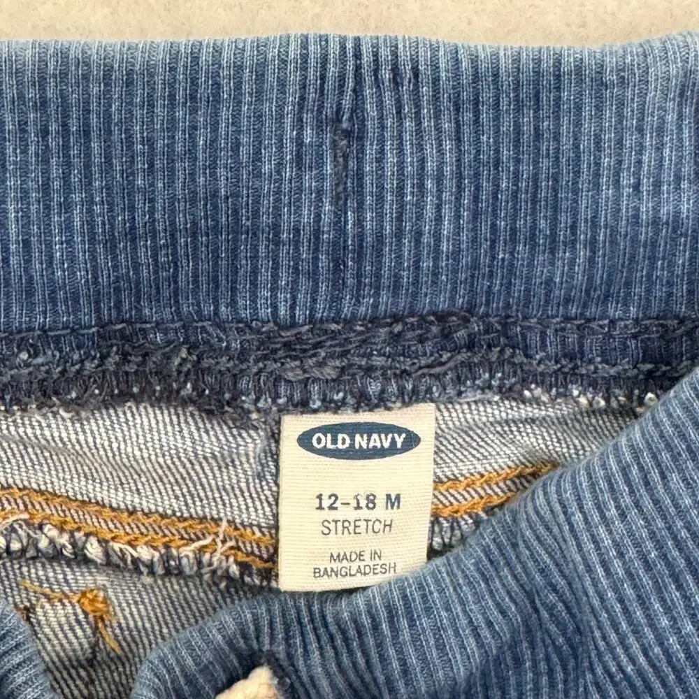 Old Navy Karate Rib-Knit Waist Medium Wash Denim Jean Shorts Stretch Size 12-18M